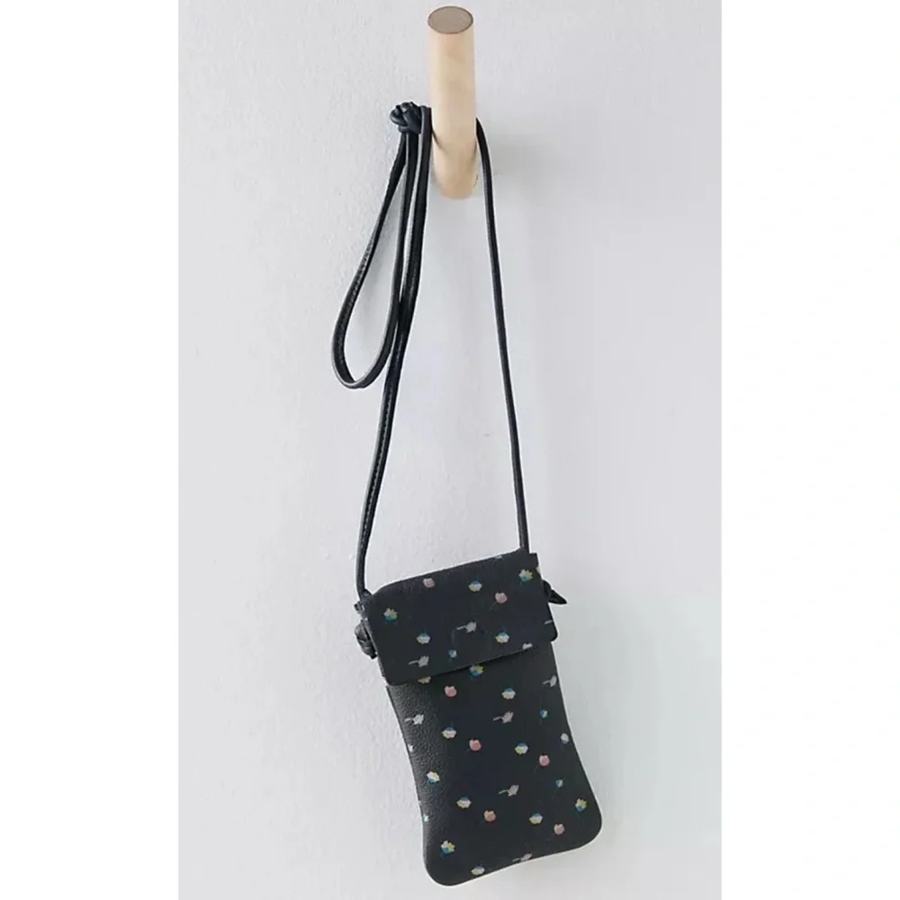 Free People Let’s Dance Phone Crossbody Bag Gray Leather Floral